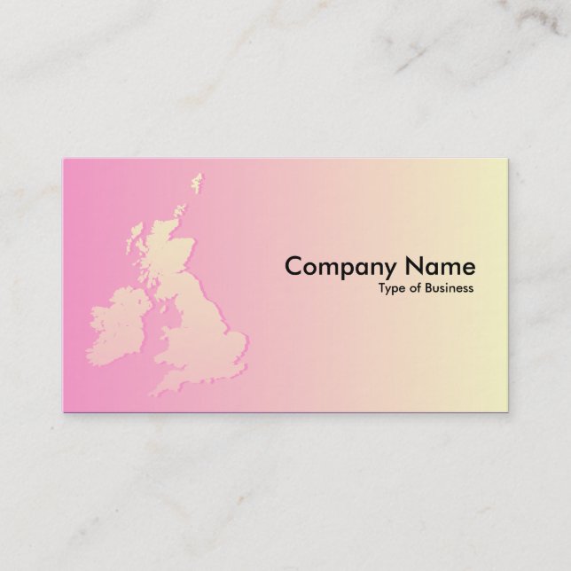 British Isles Shaded Pink and Pale Yellow Business Card (Front)