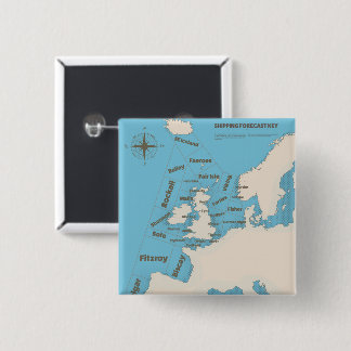 British Isles Shipping Forecast in colour 15 Cm Square Badge