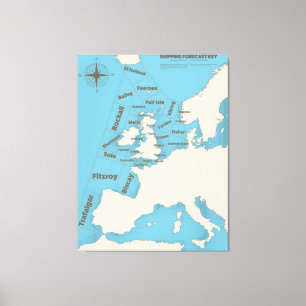 British Isles Shipping Forecast in colour Canvas Print