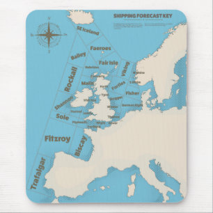 British Isles Shipping Forecast in colour Mouse Mat