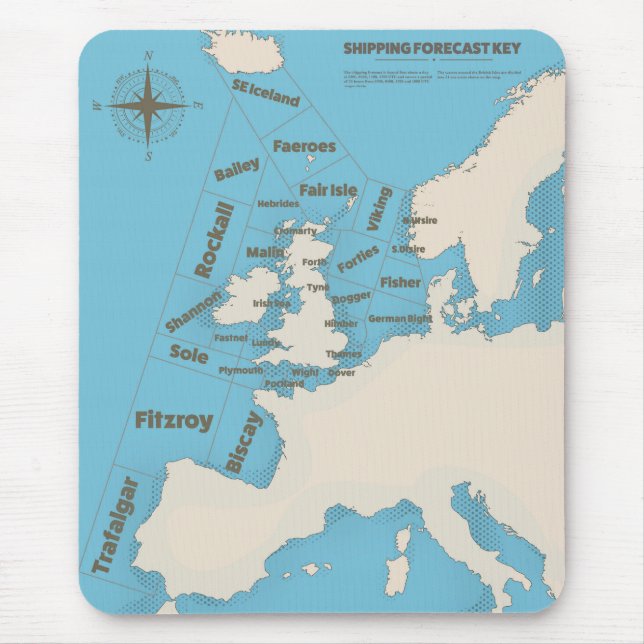 British Isles Shipping Forecast in colour Mouse Mat (Front)