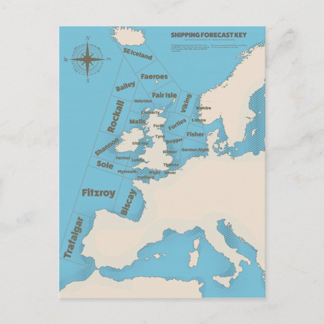 British Isles Shipping Forecast in colour Postcard (Front)
