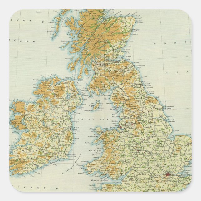 British Isles vegetation & climate map Square Sticker (Front)