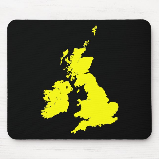 British Isles - Yellow on Black Mouse Mat (Front)