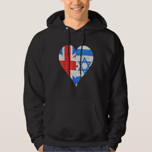 British Isreali Flag Heart Hoodie