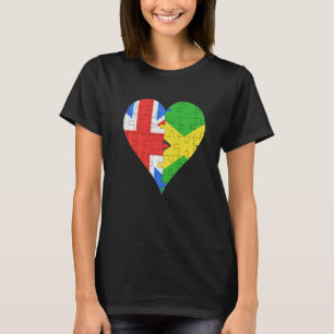 British Jamaican Flag Heart T-Shirt