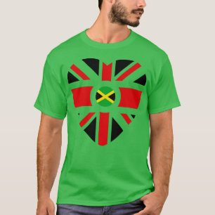 British Jamaican Multinational Patriot Flag Heart T-Shirt