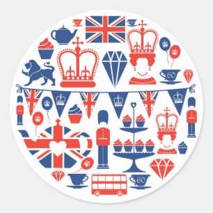 British Jubilee Icons Classic Round Sticker