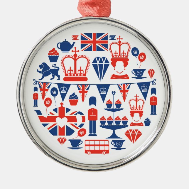 British Jubilee Icons Metal Tree Decoration (Front)