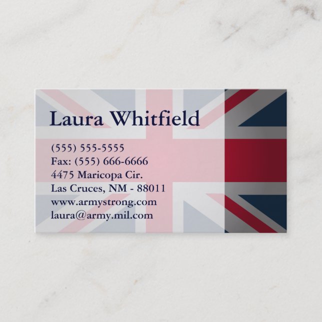 British Keep Calm Carry British Flag Business Card (Front)