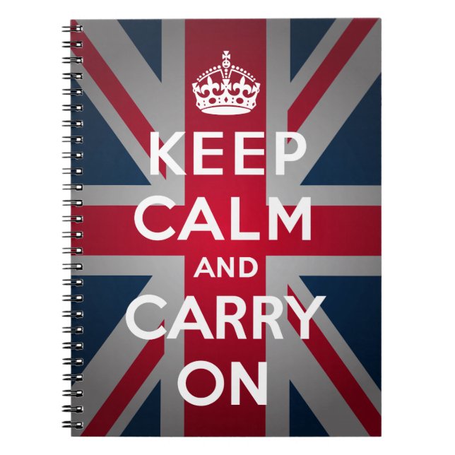 British Keep Calm Carry British Spiral Notebook (Front)