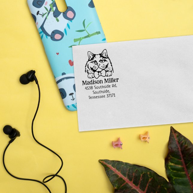 British Long Haired Cat Return Address  Rubber Stamp (Creator Uploaded)