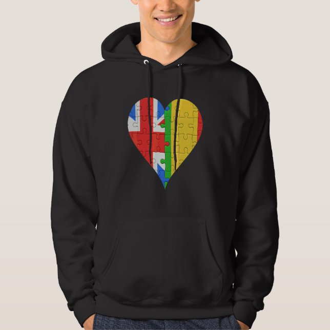 British Malian Flag Heart Hoodie (Front)