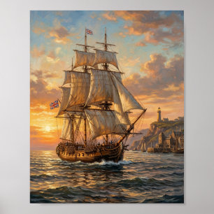 British Maritime Tall Ship Sloops I Poster