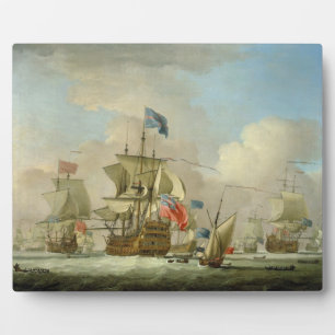 British Men-of-War and a Sloop, c.1720-30 (oil on Plaque