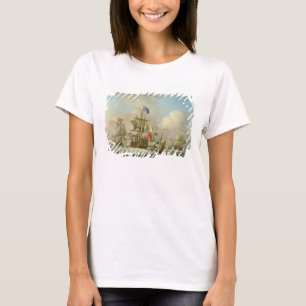 British Men-of-War and a Sloop, c.1720-30 (oil on T-Shirt