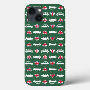 British Mini Cooper Hearts - Green iPhone 13 Case