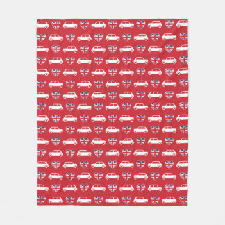 British Mini Cooper Hearts - Red Fleece Blanket