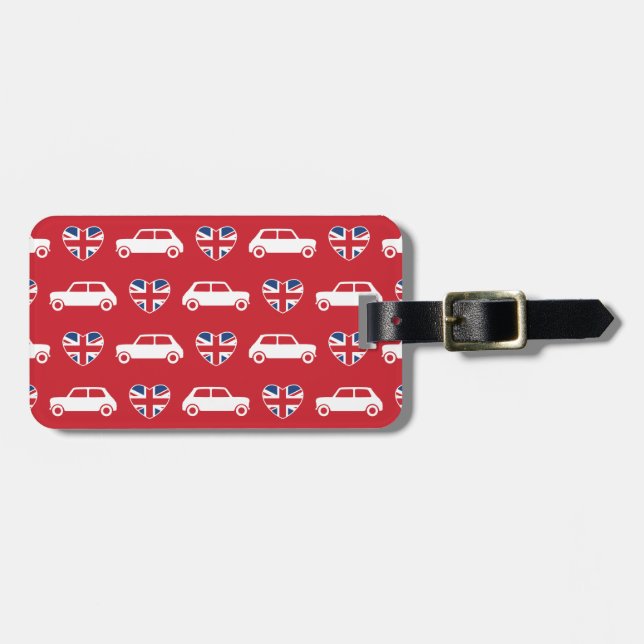 British Mini Cooper Hearts - Red Luggage Tag (Front Horizontal)