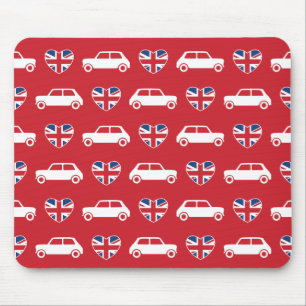 British Mini Cooper Hearts - Red Mouse Pad