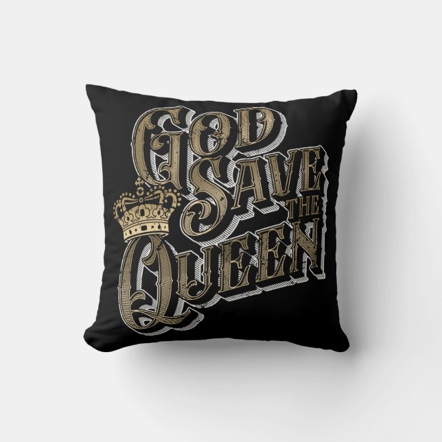 British Monarch Queen Elizabeth God Save The Queen Cushion (Front)