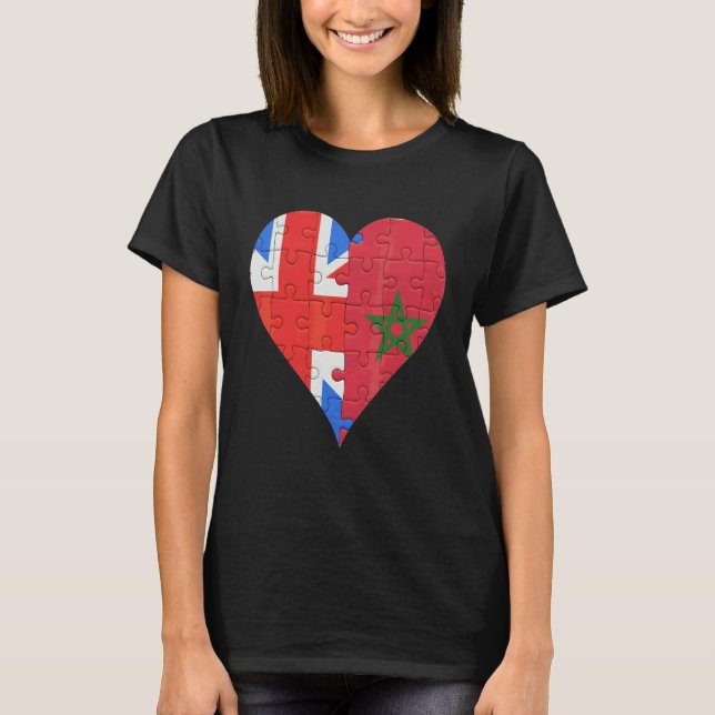 British Moroccan Flag Heart T-Shirt (Front)
