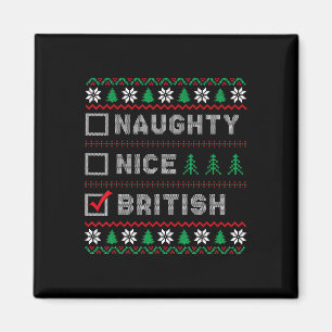 British Naughty Nice List Santas List Funny Christ Magnet