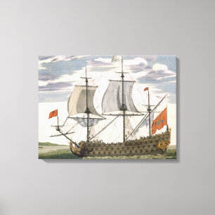British Navy: a first-rate ship flying the White E Canvas Print