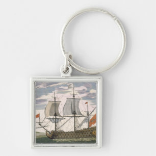 British Navy: a first-rate ship flying the White E Key Ring