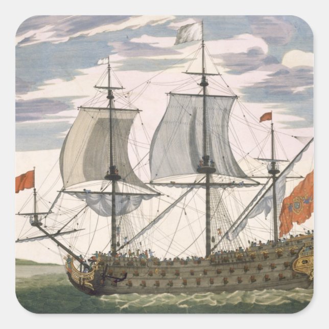 British Navy: a first-rate ship flying the White E Square Sticker (Front)