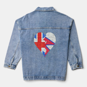 British Nepalese Flag Heart  Denim Jacket