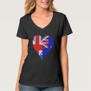British New Zealander Flag Heart T-Shirt