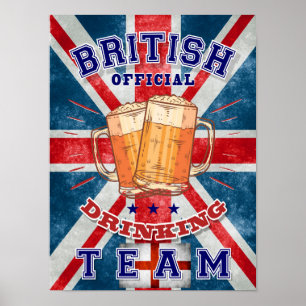 British Official Drinking Team. Funny beer Poster