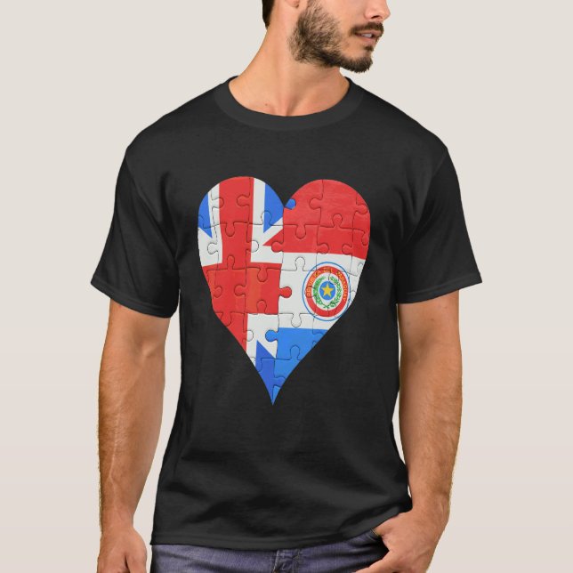 British Paraguayan Flag Heart T-Shirt (Front)