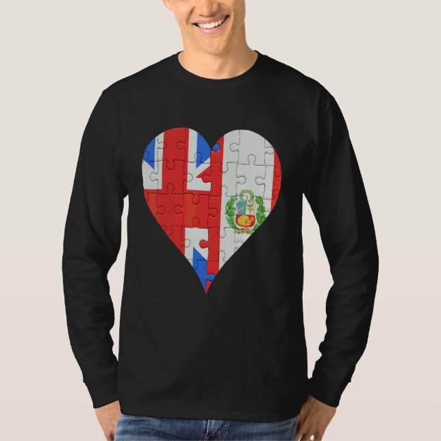 British Peruvian Flag Heart T-Shirt (Front)