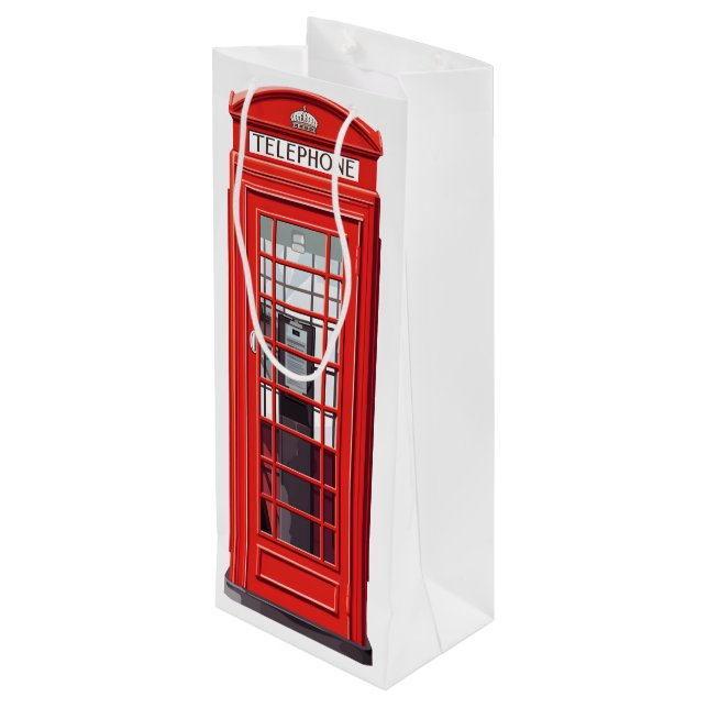 British Phone Booth Wine Gift Bag (Back Angled)