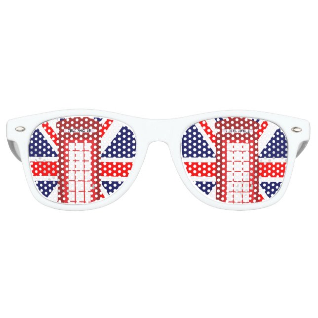 British phone box Union Jack flag Retro Sunglasses (Front)