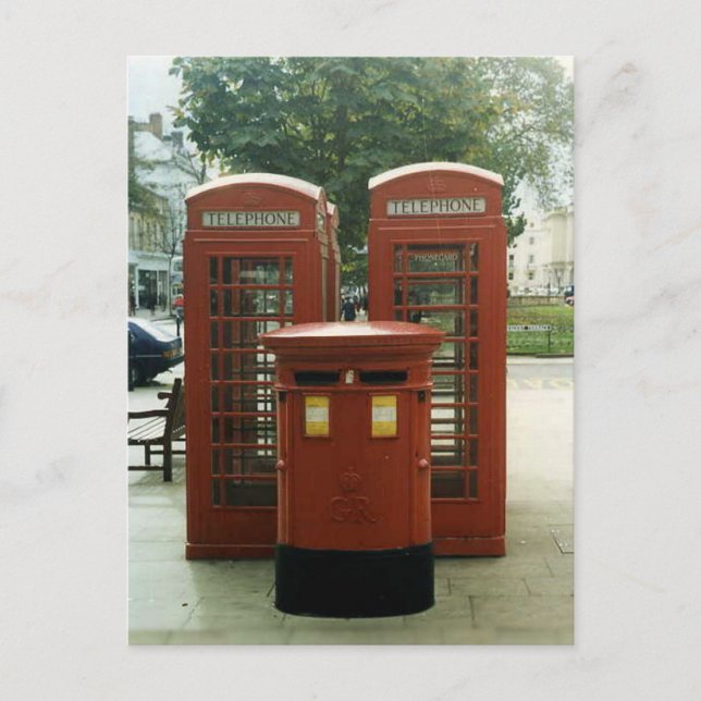 British Pillar Box and telephone kiosks Postcard (Front)