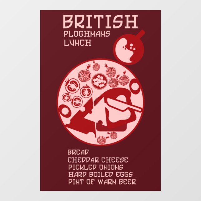 British Ploughman lunch Window Cling (Sheet)