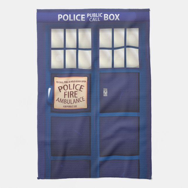 British Police Box Tea Towel (Vertical)