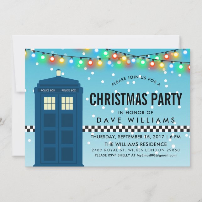 British Police Box Themed Surprise Party Invitation (Front)