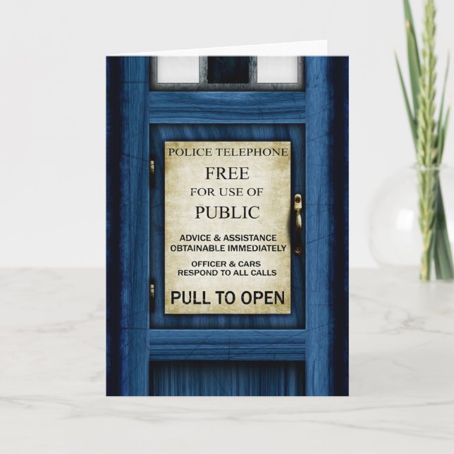 British Police Call Box Sign Greetings Card 2 (Front)