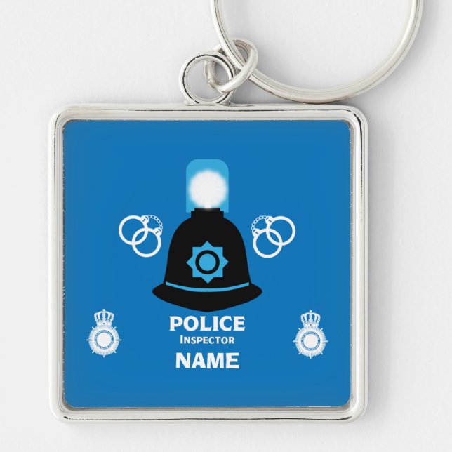 British Police Inspector Coffee Mug Key Ring (Front)