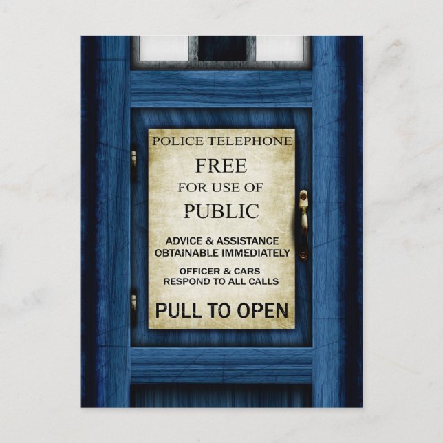 British Police Public Call Box Sign Art Postcard 2 (Front)