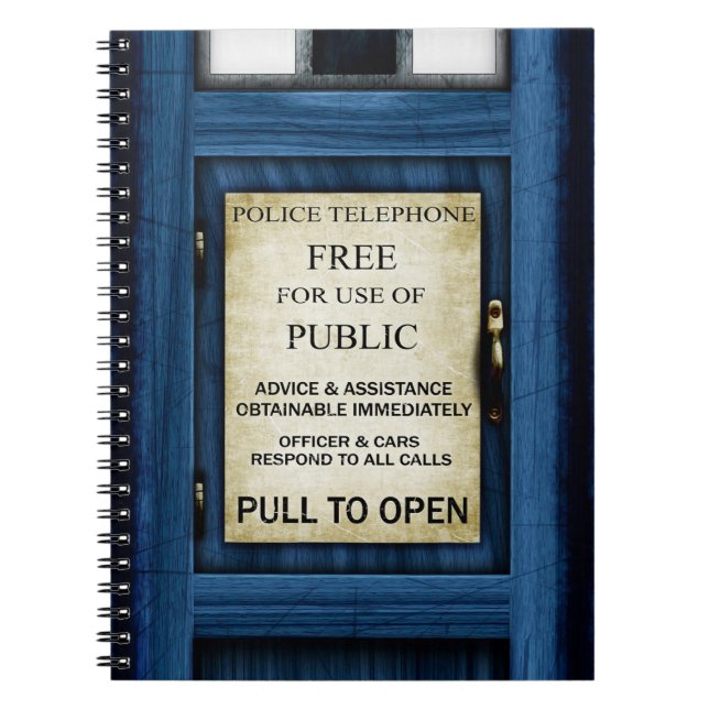 British Police Public Call Box Sign Notebook 2 (Front)