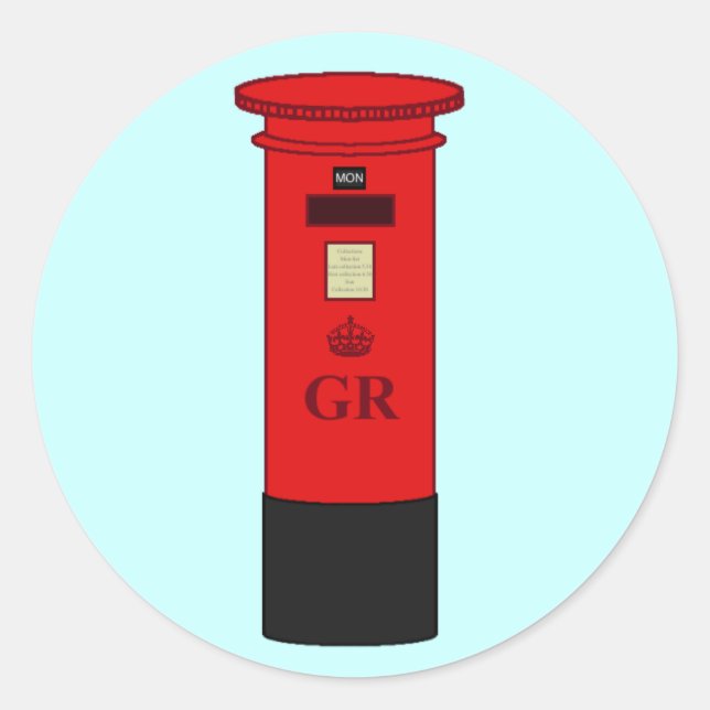 British Post Box Classic Round Sticker (Front)