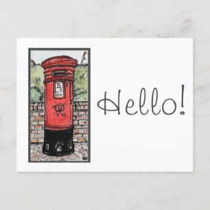 British Post Box Original Watercolour Postcard