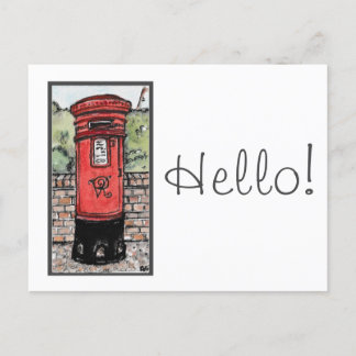 British Post Box Original Watercolour Postcard