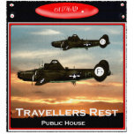 British Pub Sign Standing Photo Sculpture<br><div class="desc">English pub sign featuring B24 Liberator Bombers returning home to their East Anglian Bases.</div>
