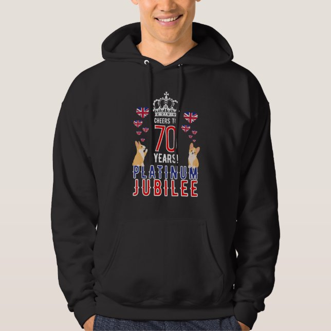 British Queen Platinum Jubilee 70 Years Welsh Corg Hoodie (Front)